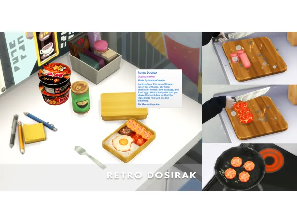 Maxis Match May 2023 Recipe_Korean Retro Dosirak by ONI - The Sims 4 Custom Content