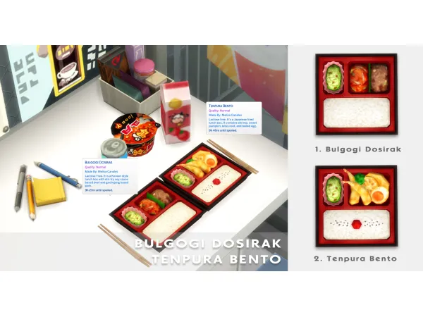 Maxis Match May 2023 Recipe_Bulgogi Dosirak And Tenpura Bento by ONI - The Sims 4 Custom Content