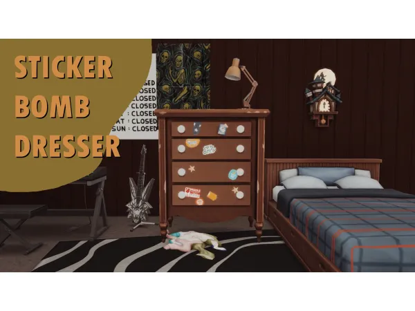 Maxis Match Sticker Bomb Dresser - The Sims 4 Custom Content