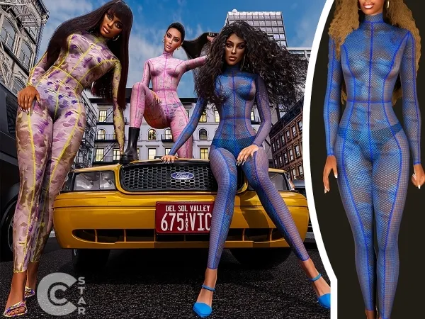Alpha Printed Catsuit 3 cool_content_star - The Sims 4 Custom Content