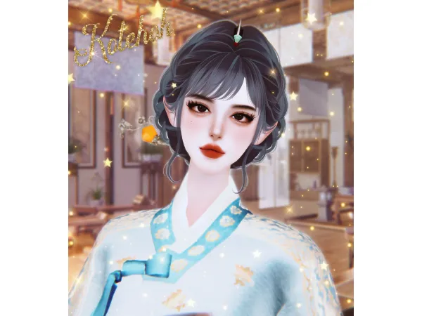 Alpha Hair144 by котенок - The Sims 4 Custom Content