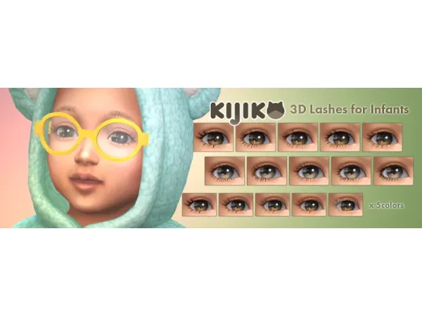 Maxis Match 3D Lashes for Infants Skin Detail Version by kijiko - The Sims 4 Custom Content