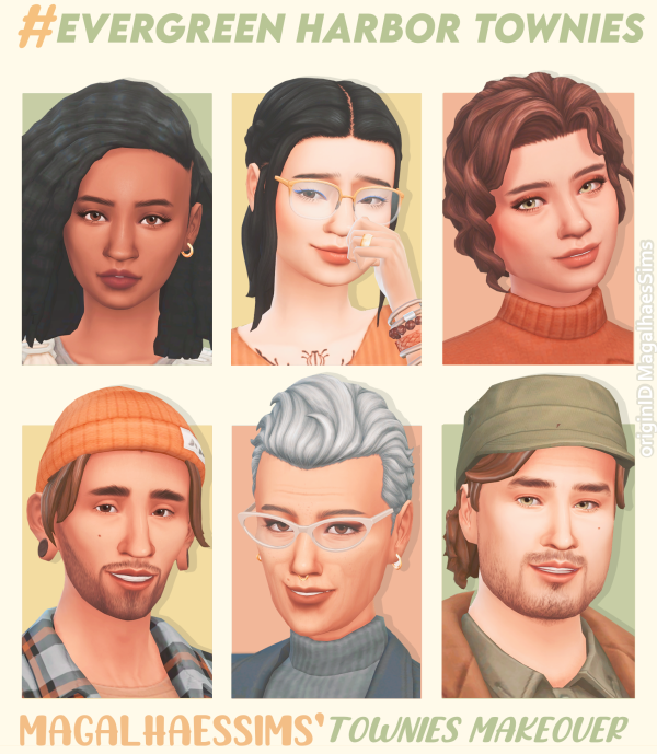 Maxis Match TOWNIES MAKEOVER EVERGREEN HARBOR TOWNIES by simsfinds - The Sims 4 Custom Content