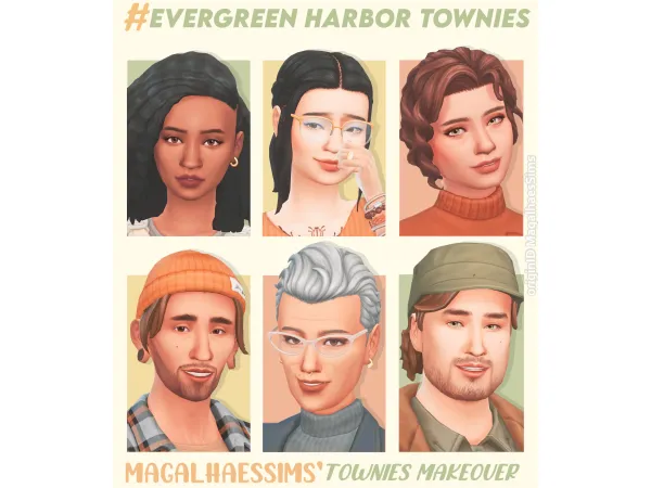 Maxis Match TOWNIES MAKEOVER EVERGREEN HARBOR TOWNIES by MagalhaesSims - The Sims 4 Custom Content