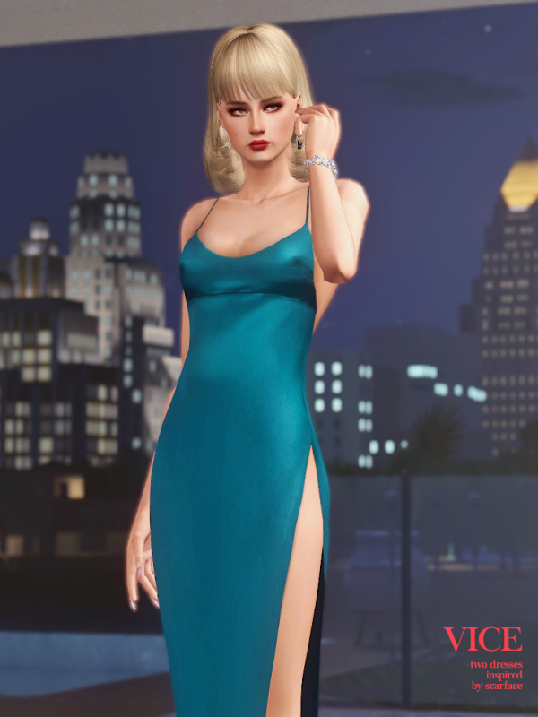 Elvira Hancock Backless High Slit Dress by simsfinds - The Sims 3 Custom Content