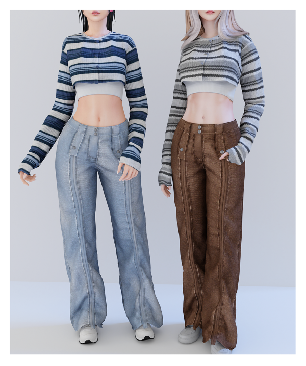 Alpha Cute cropped sweater ruched front pants Babyetears by babyetears - The Sims 4 Custom Content