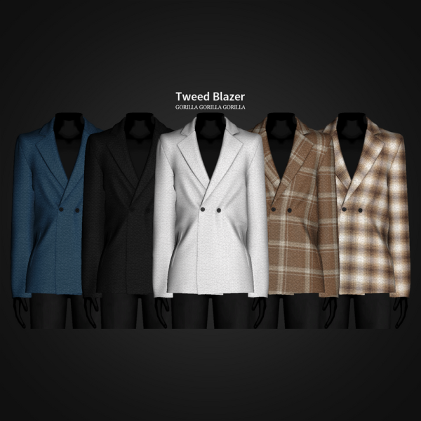 Alpha Tweed Blazer by simsfinds - The Sims 4 Custom Content
