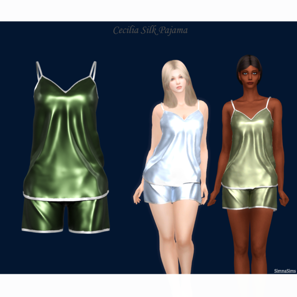 Alpha Update Cecilia Silk Pajama by simsfinds - The Sims 4 Custom Content