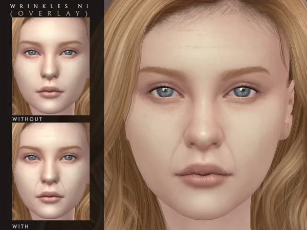 Alpha Wrinkles N1 Overlay version - The Sims 4 Custom Content