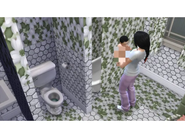 Maxis Match Infant Toddler No Diaper Bathing by ddplace - The Sims 4 Custom Content