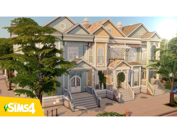 Maxis Match Painted ladies Victorian townhouses by Bojana Sims - The Sims 4 Custom Content