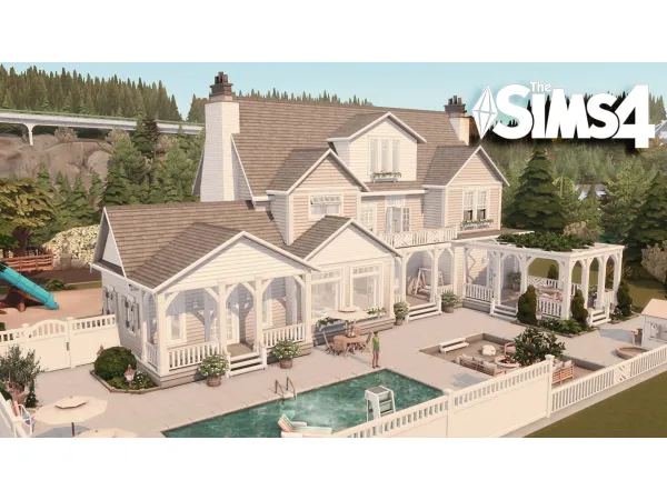 Maxis Match Hamptons summer family house by simsfinds - The Sims 4 Custom Content