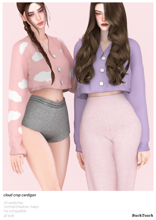 Alpha Cloud Crop Cardigan by simsfinds - The Sims 4 Custom Content