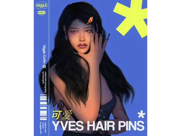 Alpha (GIGGLECOFFIN) YVES HAIR PINS by Giggle Coffin - The Sims 4 Custom Content