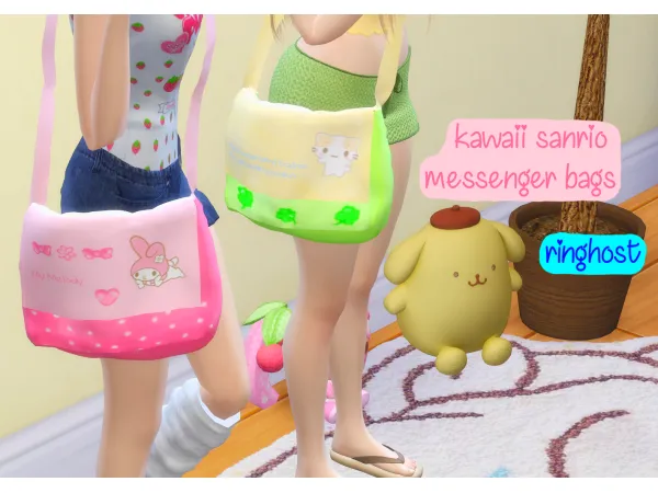 Maxis Match sanrio kawaii messenger bags (mesh needed) by ringhost - The Sims 4 Custom Content