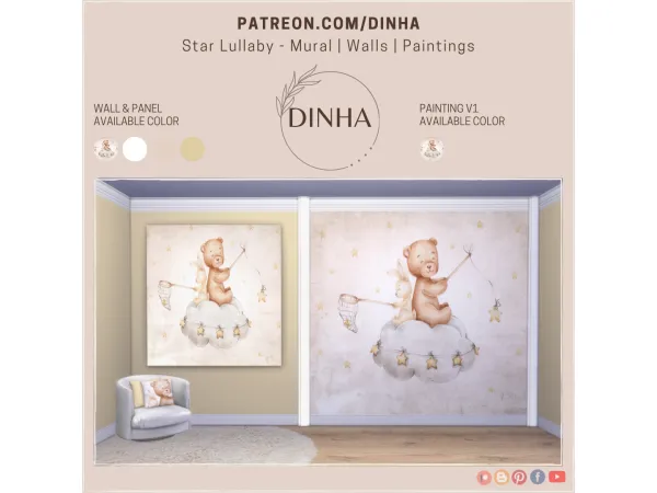 Mix Star Lullaby Mural Walls Paintings - The Sims 4 Custom Content