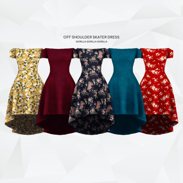Alpha Off Shoulder Skater Dress by simsfinds - The Sims 4 Custom Content