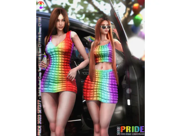 Alpha PRIDE 2023 SET277 Solid Ruched Set by TURKSIMMER - The Sims 4 Custom Content