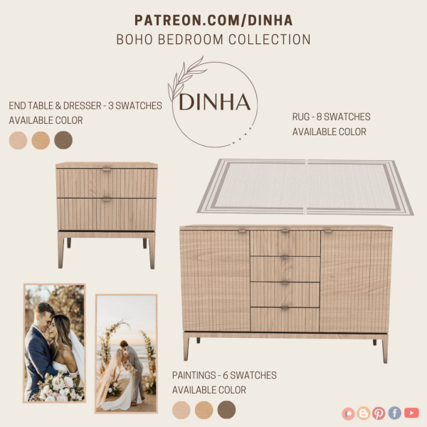 Alpha Boho Bedroom Collection by dinhagamer - The Sims 4 Custom Content