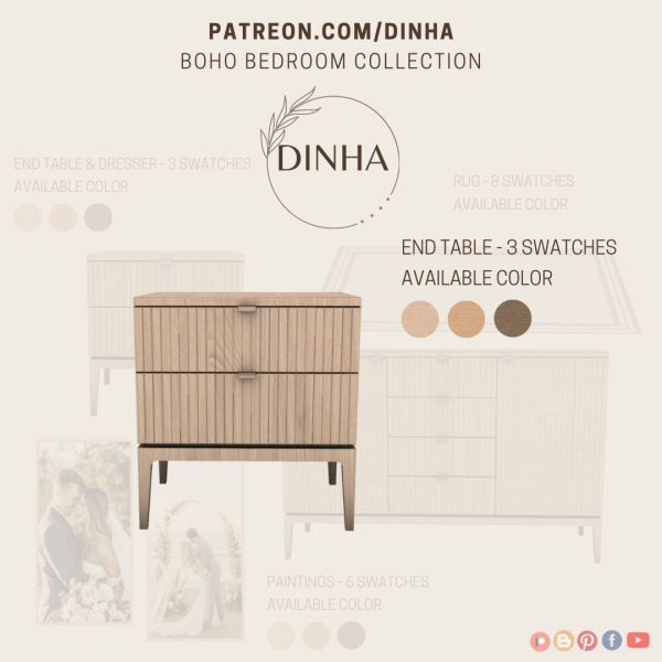 Alpha Boho Bedroom Collection End Table by dinhagamer - The Sims 4 Custom Content
