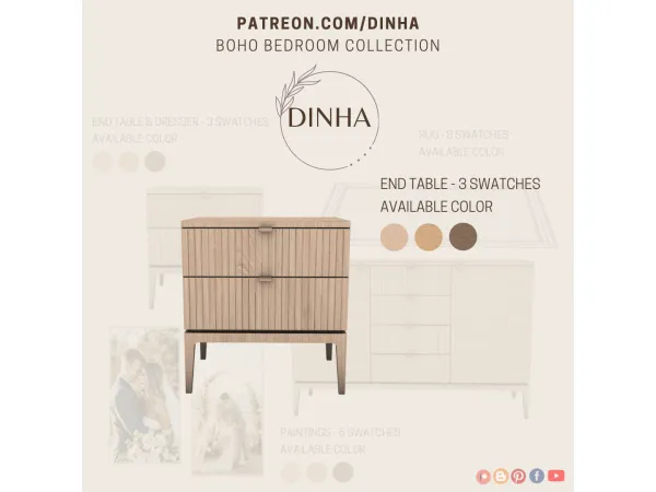Alpha Boho Bedroom Collection End Table - The Sims 4 Custom Content