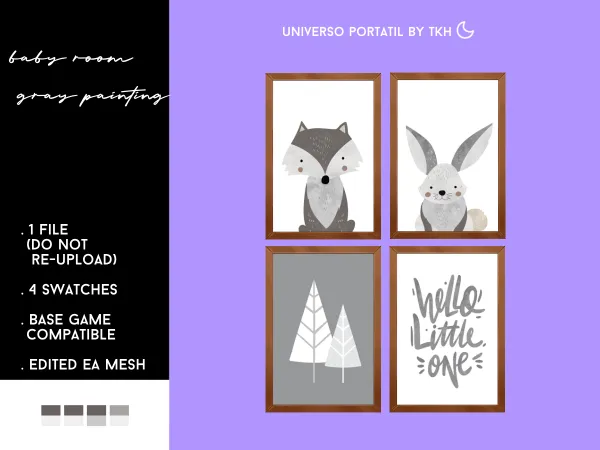 Maxis Match BABY ROOM GRAY PAINTING by universo - The Sims 4 Custom Content