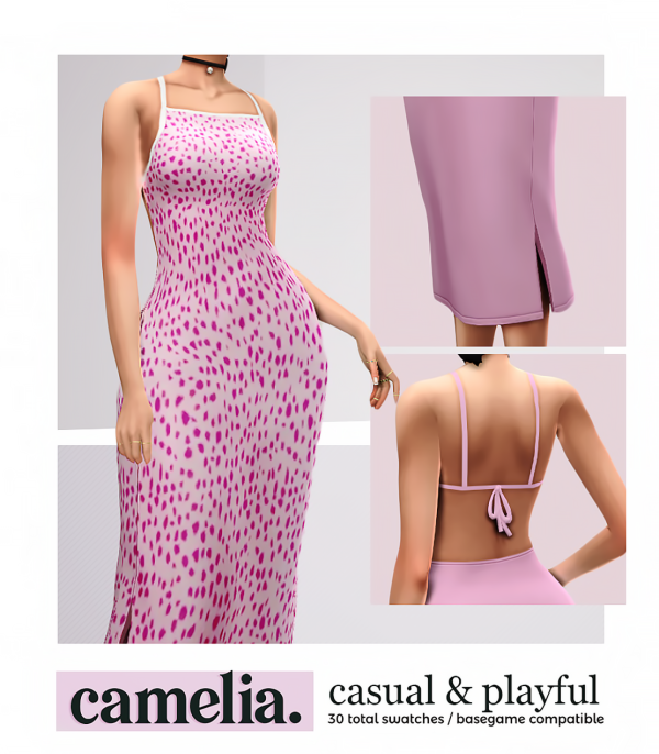Maxis Match CAMELIA Dress by simsfinds - The Sims 4 Custom Content