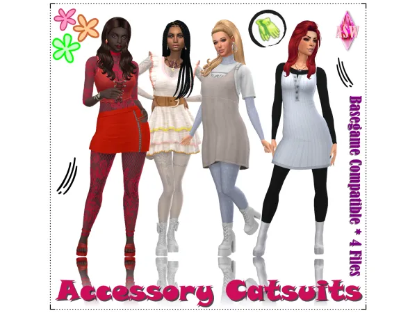 Maxis Match Accessory Catsuits 4 Files by Annett's Sims 4 Welt ASW - The Sims 4 Custom Content