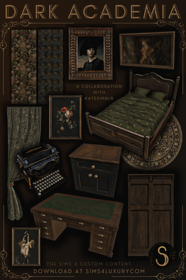Alpha Dark Academia (2) Full Collection by simsfinds - The Sims 4 Custom Content