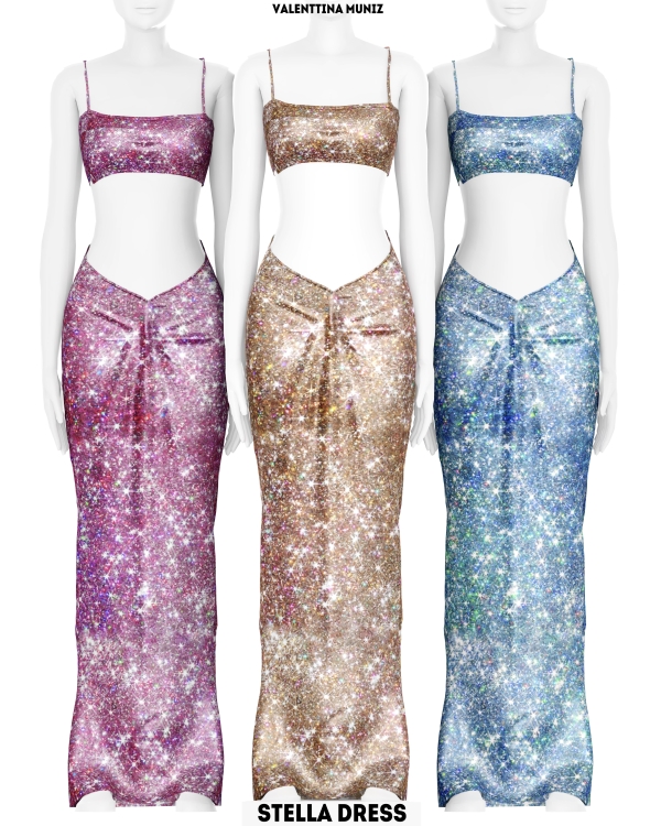 Alpha Stella Dress Valenttina Muniz Ts4cc by valentinamuniz - The Sims 4 Custom Content