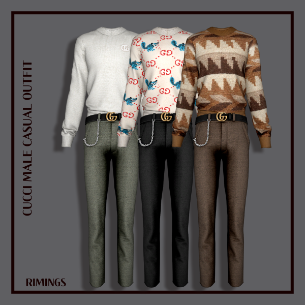 Alpha [RIMINGS] Gucci Male Casual Outfit by simsfinds - The Sims 4 Custom Content