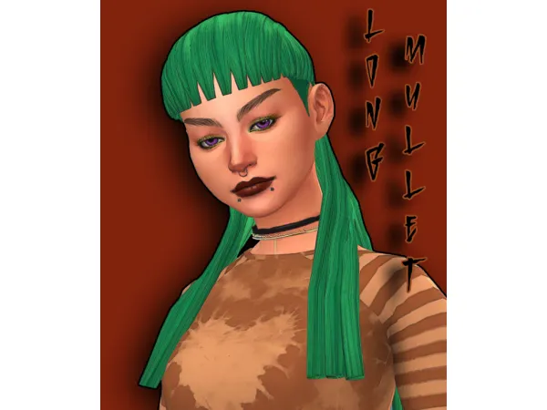 Maxis Match long mullet a hairstyle by fayethegray - The Sims 4 Custom Content
