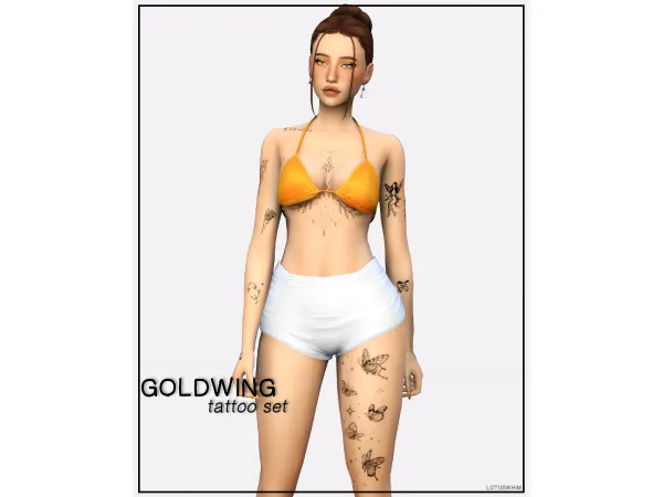 Mix goldwing tattoo set by lotuswhim - The Sims 4 Custom Content