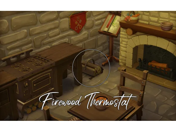 Maxis Match Firewood Thermostat by Naunakht - The Sims 4 Custom Content
