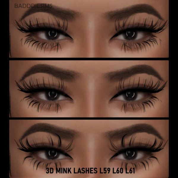 Alpha 3D MINK LASHES L59 L60 L61 by simsfinds - The Sims 4 Custom Content
