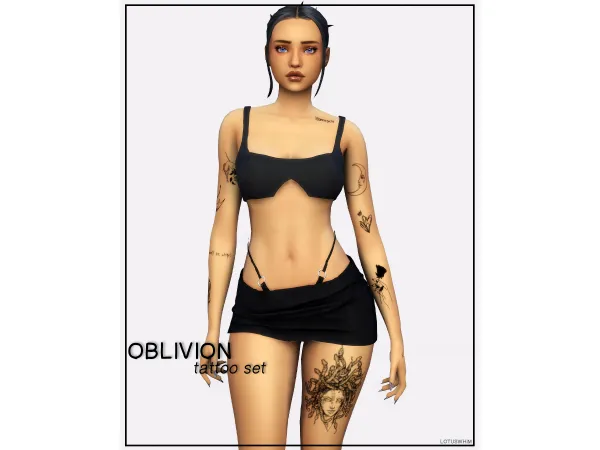 Mix oblivion tattoo set by lotuswhim - The Sims 4 Custom Content