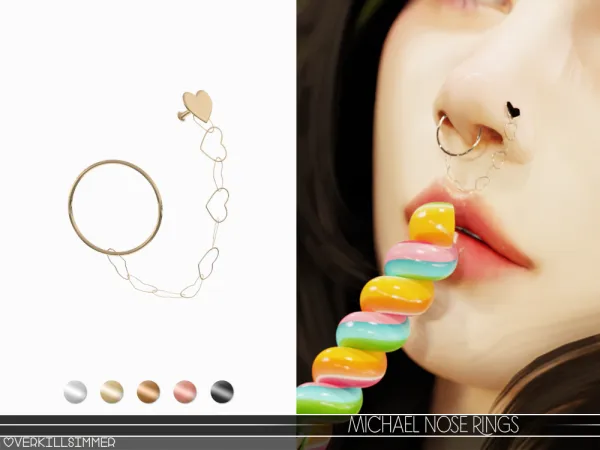 Alpha Michael nose rings by overkillsimmer - The Sims 4 Custom Content