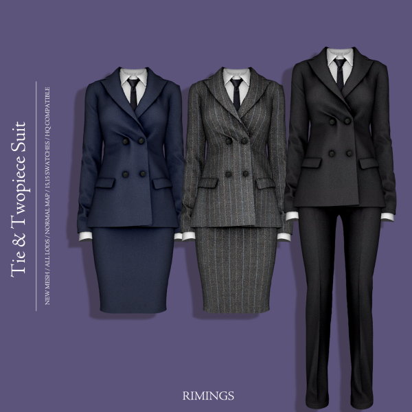 Alpha Tie Twopiece Suit by simsfinds - The Sims 4 Custom Content