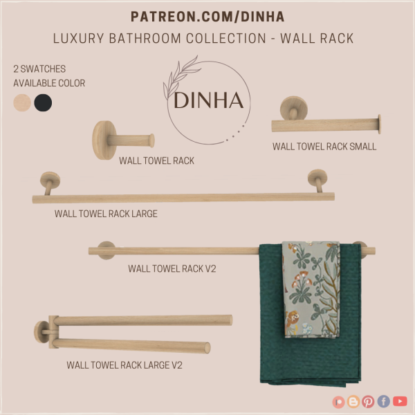 Alpha Luxury Bathroom Collection Wall Rack by dinhagamer - The Sims 4 Custom Content