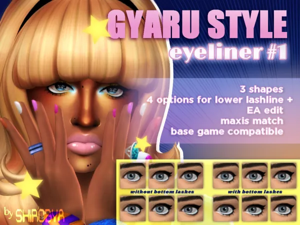 Maxis Match GYARU EYELINER 1 - The Sims 4 Custom Content