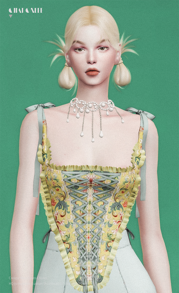 Alpha Creepy Yeha Olives Choker by simsfinds - The Sims 4 Custom Content
