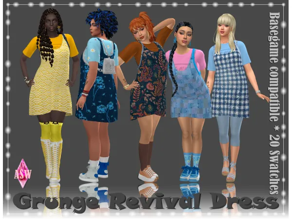 Maxis Match Grunge Revival Dress by Annett's Sims 4 Welt ASW - The Sims 4 Custom Content