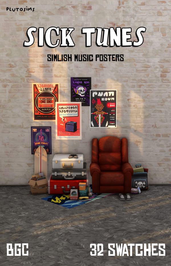 Maxis Match Sick Tunes Simlish Music Posters by simsfinds - The Sims 4 Custom Content