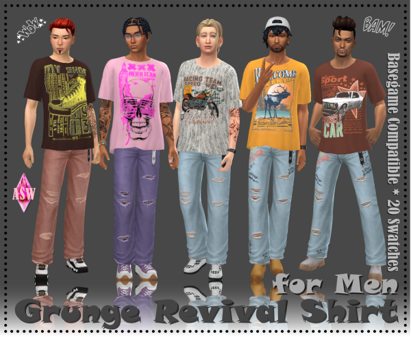 Maxis Match Grunge Revival Shirts for Men by simsfinds - The Sims 4 Custom Content