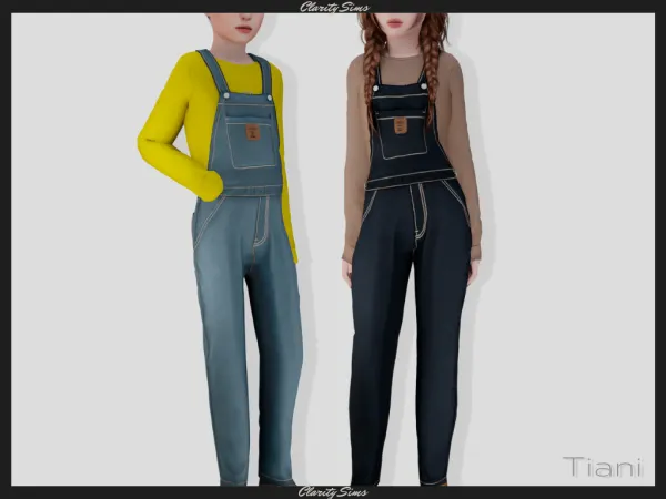 Alpha Tiani Denim Overalls Child - The Sims 4 Custom Content