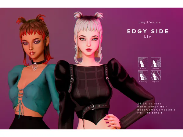 Maxis Match EDGY SIDE SET Liv by Daylife Sims - The Sims 4 Custom Content