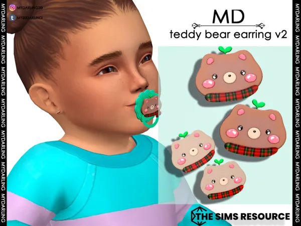 Alpha TEDDY BEAR EARRINGS - The Sims 4 Custom Content