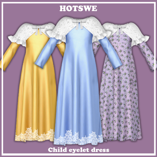 Alpha [HOTSWE] child eyelet dress by simsfinds - The Sims 4 Custom Content