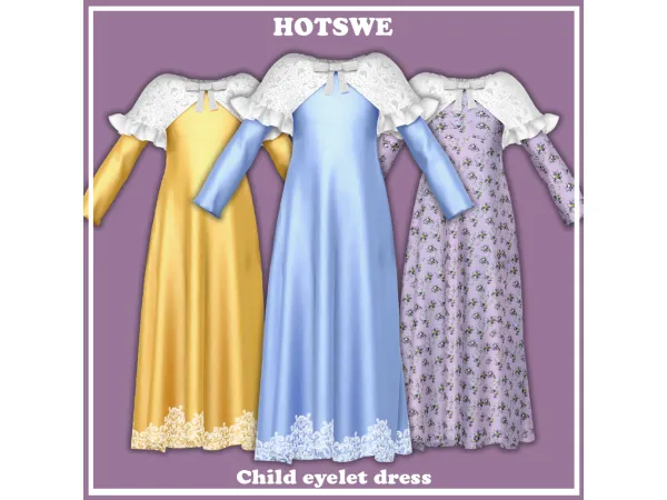 Alpha [HOTSWE] child eyelet dress by HOTSWE - The Sims 4 Custom Content