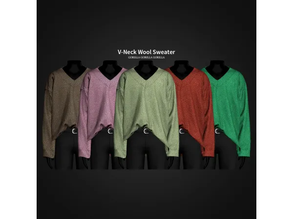 Alpha V Neck Wool Sweater by Gorilla Gorilla Gorilla - The Sims 4 Custom Content